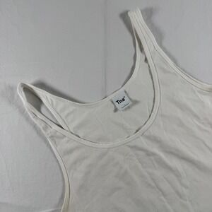 Tna Aritzia Women's Size L Off-White Scoop Neck Stretch Cotton Tank Top